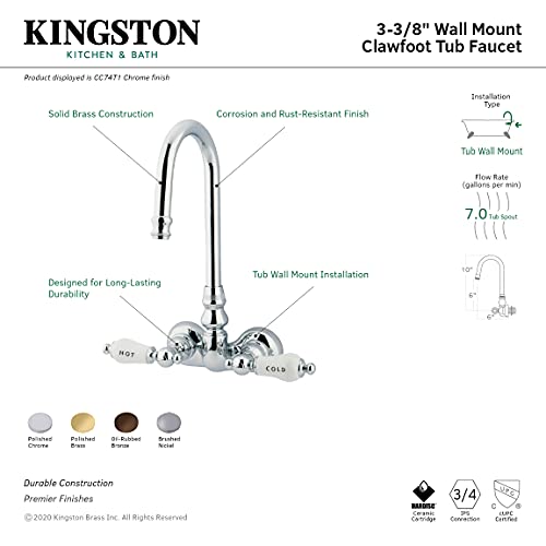 Kingston Brass Vintage 3-3/8 in. Wall Mount Tub Faucet