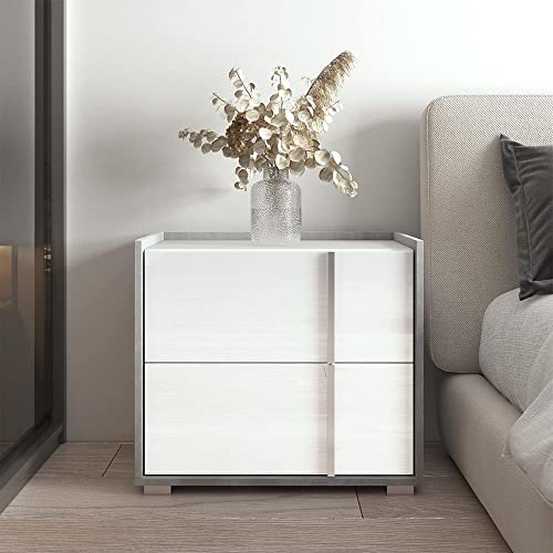 Sky 25" Nightstand White Mid-Century Modern Contemporary MDF Glossy Matte