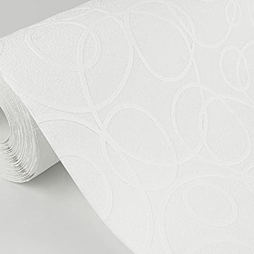 White Circles Paintable Wallpaper X 20.9in Geometric Vinyl