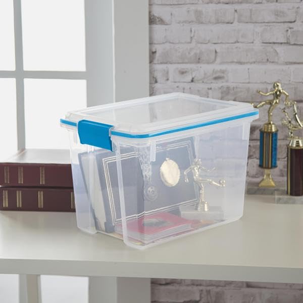 Sterilite 20 Qt Gasket Box Stackable Storage Bin with Latching Lid and Tight