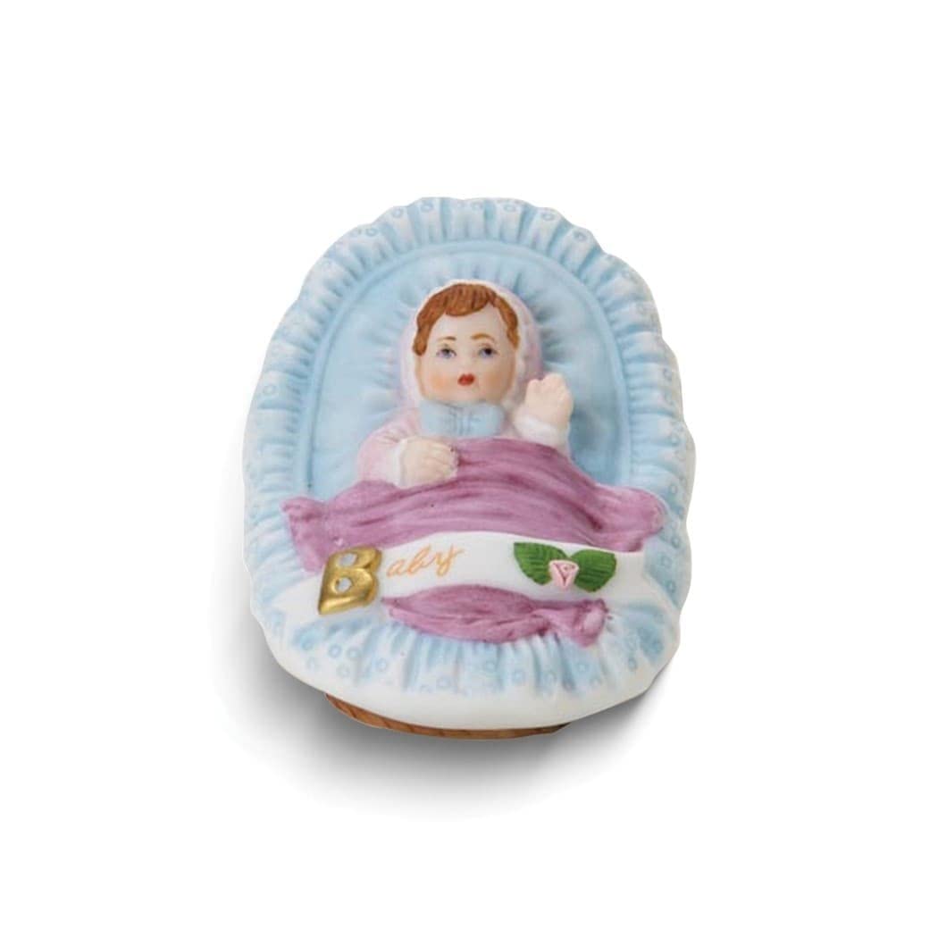 Growing Up Birthday Girls Brunette Newborn Baby Porcelain Bisque Figurine