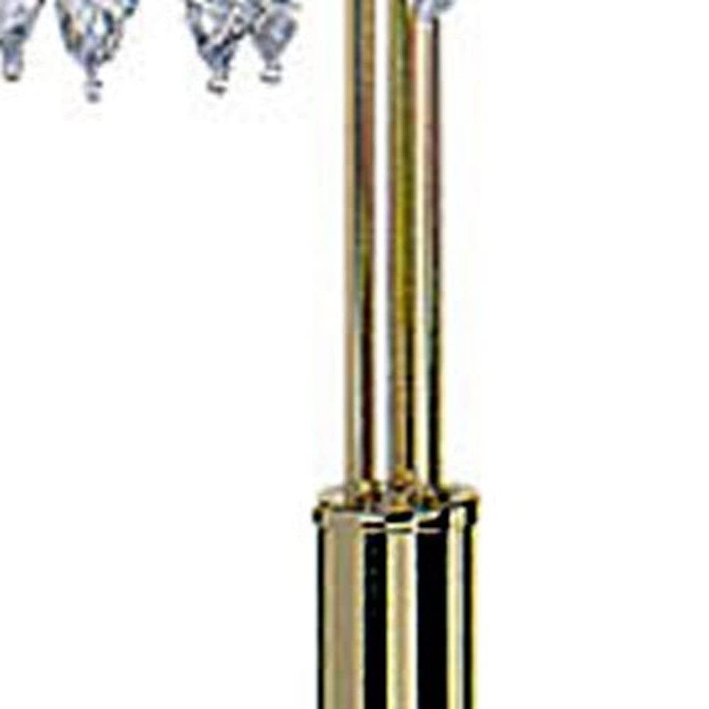 63" Gold Three Lights Candelabra Floor Lamp with Clear Crystal Shades 66 X 19 - Diamond Home USA