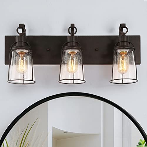 3-light Dimmable Bathroom Vanity Lights L22 X W6 H 10" Black Mission raftsman