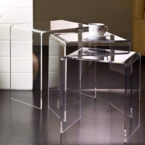 Pure Dcor Pure Decor Acrylic Nesting Tables Set of 3 18hx17wx11.5 Clear