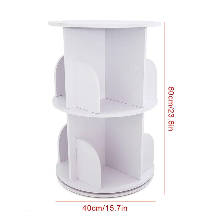 Rotating Bookshelf Display 2 Shelf Bookcase White Novelty Wood Painted Handmade