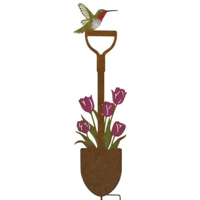 Rustic Shovel Stake Tulip Multi Color Metal