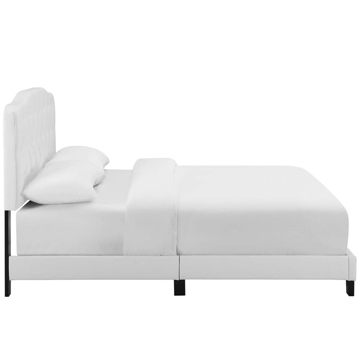 Modway Amelia Twin Modern Style Faux Leather Bed in White Finish