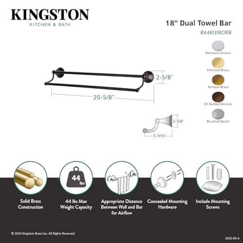 Kingston Brass BA481318AB Metropolitan Dual -Towel Bar Antique Brass