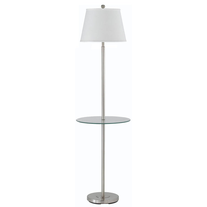 60" Nickel Tray Table Floor Lamp with White Transparent Glass Square Shade 17