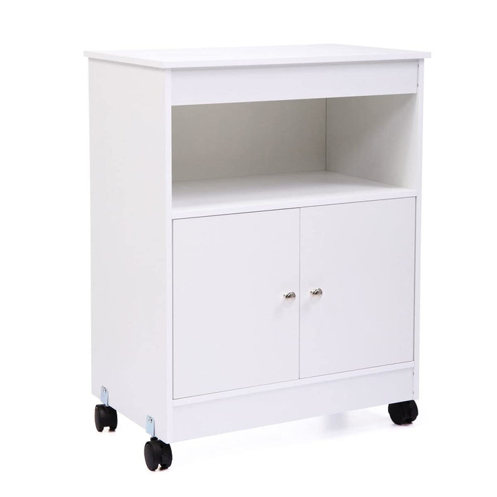 White Microwave Storage Cabinet with Universal Wheel 24 * 14.6 * 30.8 Modern