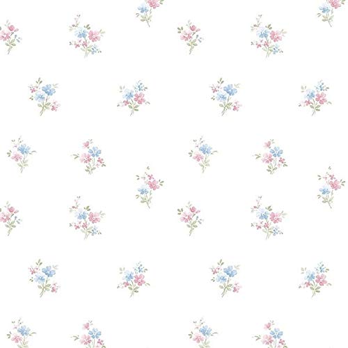 32.7 Ft. X 20.5 in. Vinyl Pink Floral Bouquet Spot Wallpaper Covering