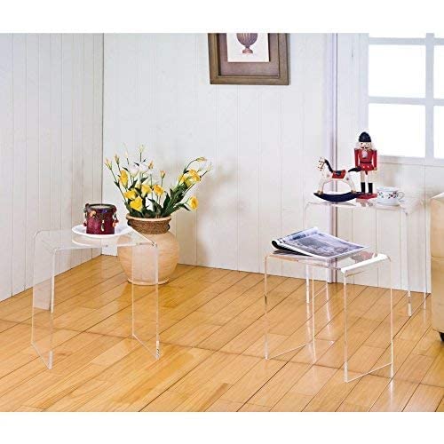 Pure Dcor Pure Decor Acrylic Nesting Tables Set of 3 18hx17wx11.5 Clear