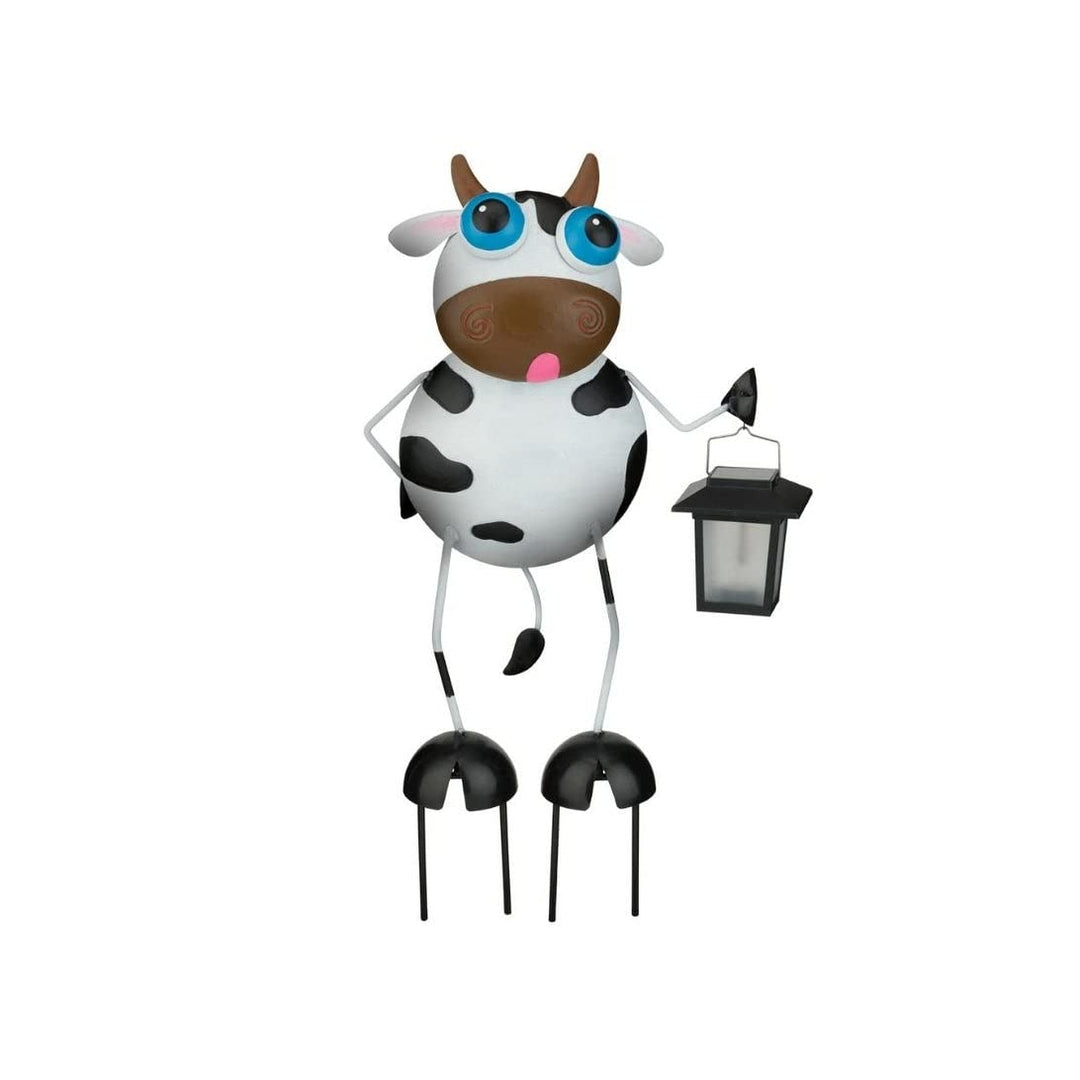 Backyard Solar Stake Cow Multi Color Metal