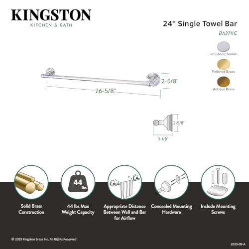 Kingston Brass BA2711PB Milano Towel-Bar 24-Inch Polished Brass