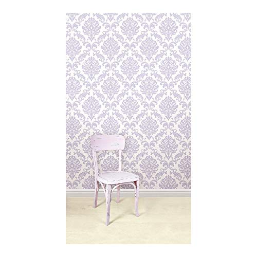 Purple Peel Stick Wallpaper X 20.5in Damask Vinyl Removable