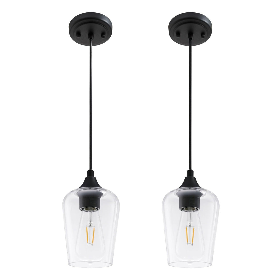 Modern Industrial Mini Lights with Adjustable Height Set of 2 Black Contemporary