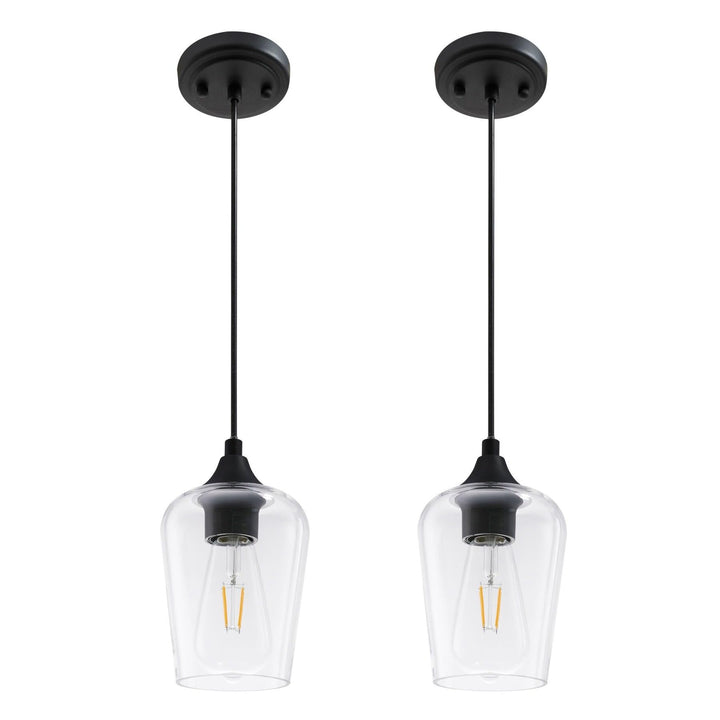 Modern Industrial Mini Lights with Adjustable Height Set of 2 Black Contemporary