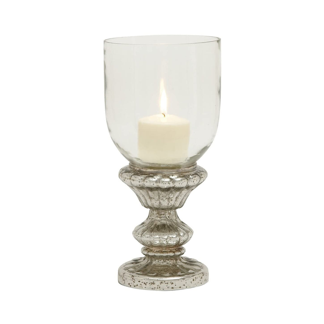 Silver Glass Traditional Hurricane Lamp 14 X 7 Finish