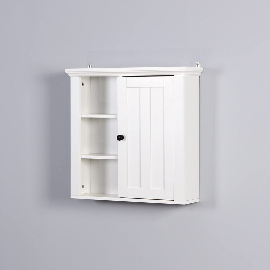 White Bathroom Wooden Wall Cabinet with A Door Modern Contemporary Wood Finish