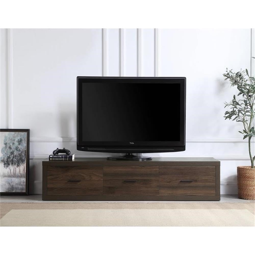 Acme Harel Wooden Rectangular TV Stand with 3 Large Drawers in Walnut - Diamond Home USA