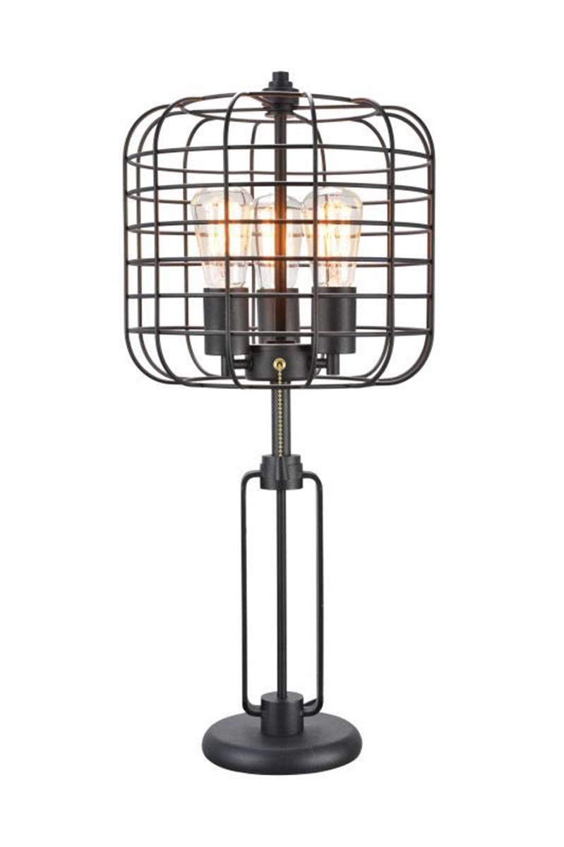 ORE 26.5" Tall Edison 3-Light Table Lamp Industrial Cage Design Powder Coated