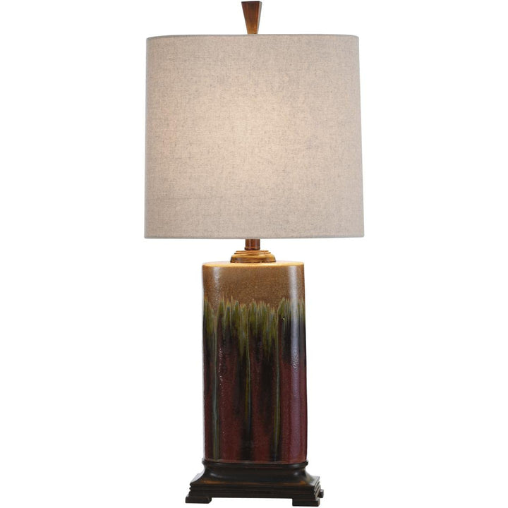 Stylecraft Home Collection L34377DS Signature Table Lamp Dark Red and Tan Glaze