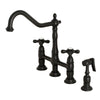 Kingston Brass KS1270AXBS Heritage Bridge Kitchen Faucet 8-9/16" in Spout Matte Black