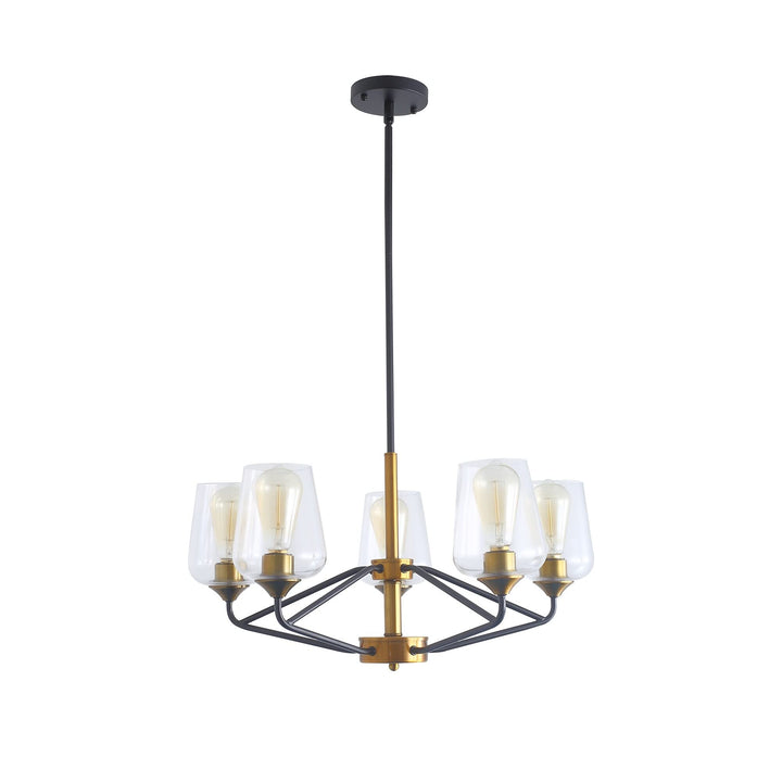 Dining Room Chandelier 5-Light Gold with Clear Glass Shades Modern