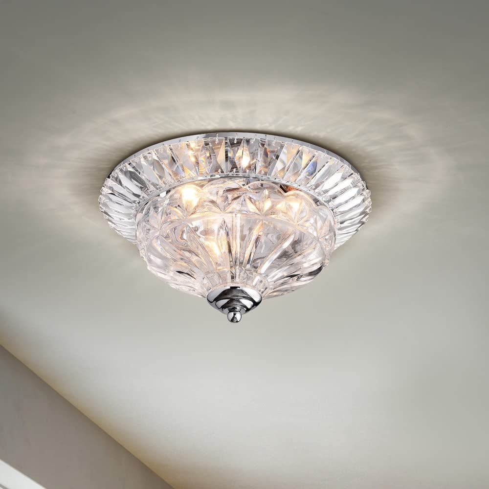 The Lighting Store Graciela 3-Light Chrome/Crystal Flush Mount Chandelier