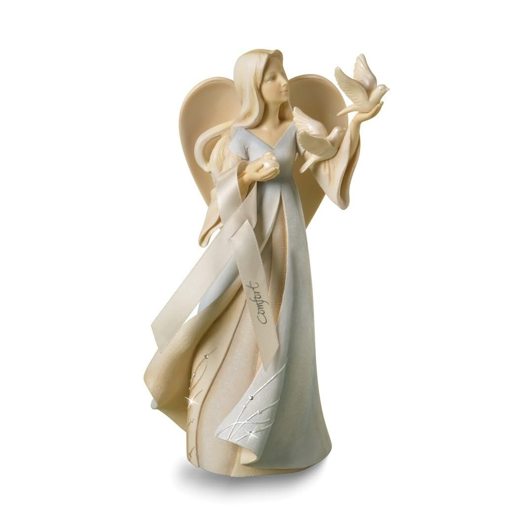 Comfort Angel with Hand-Painted Stone Resin Figurine Multi Color