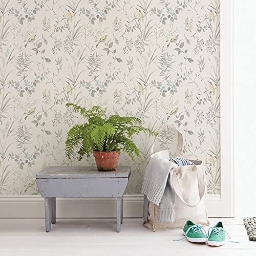 Garden Light Grey Botanical Wallpaper 20.5in X Nature Modern Contemporary