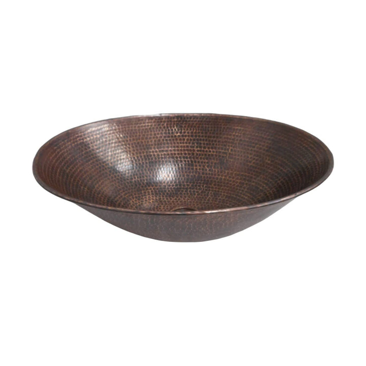 17" Oval Copper Vessel Bathroom Sink in Brushed X 12.5" 5" Finish Hammered - Diamond Home USA