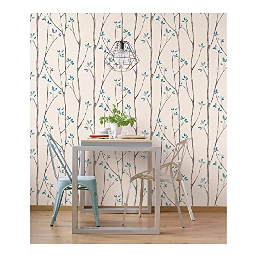 Ingrid Blue Scandi Tree Wallpaper 20.5 X Nature Scandinavian Wildlife Washable