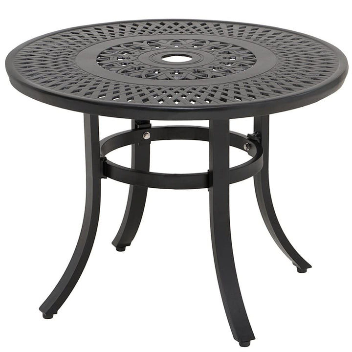 Cast Patio Side Table Outdoor Round with Umbrella Hole 23.62" Dia. X 17.72" H