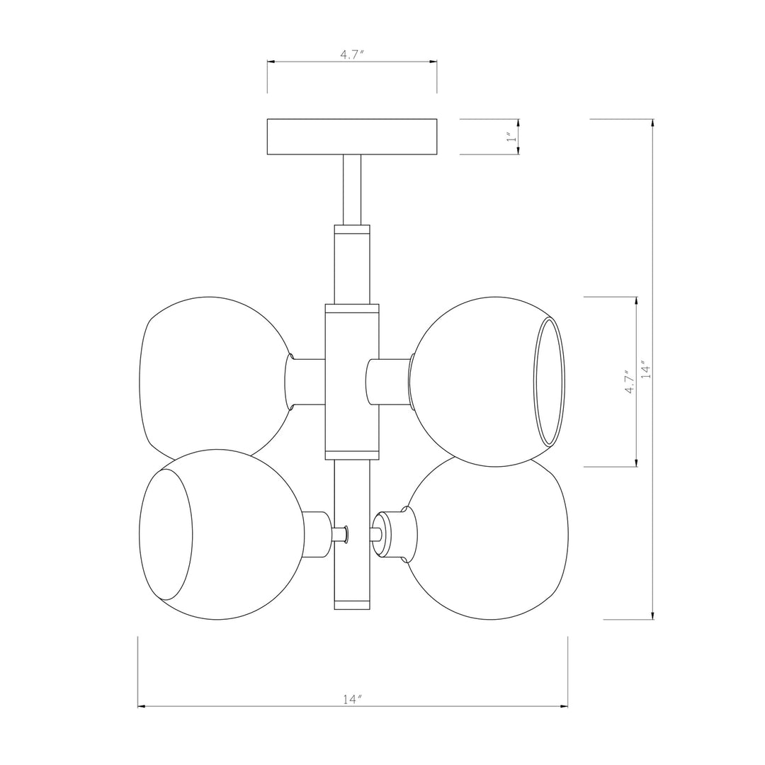 Warehouse of Tiffany 2033/4BG Silvia 15 in. 4-Light Indoor Matte Black and