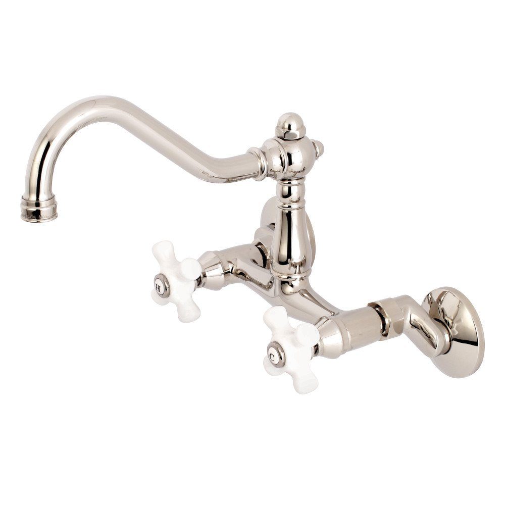 Kingston Brass KS3226PX Vintage Kitchen Faucet 8-1/2 Inch in Spout Reach Polished Nickel