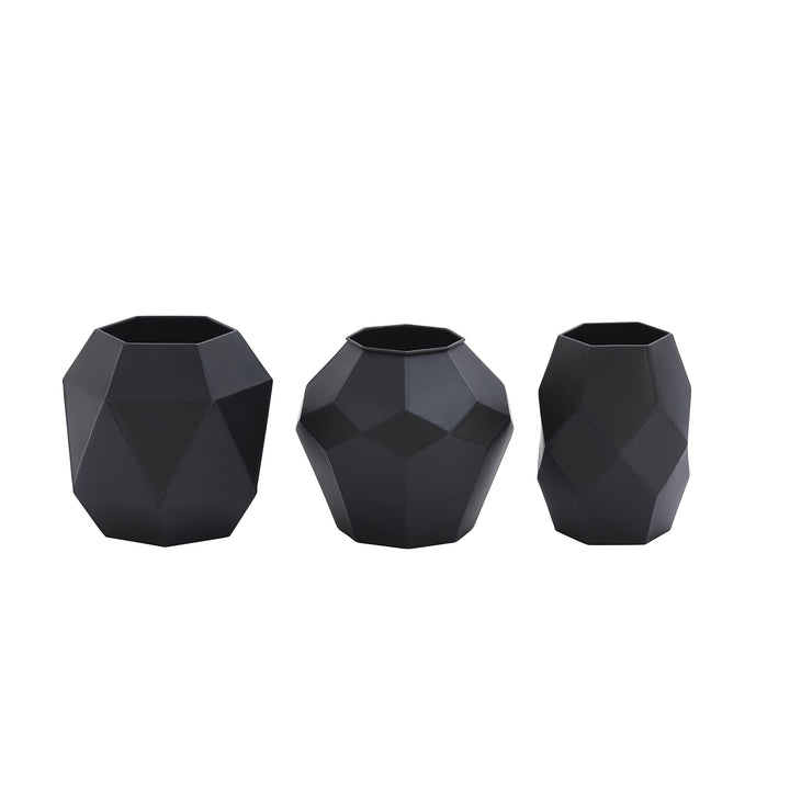 Black Iron Contemporary Vase (Set of 3) Modern