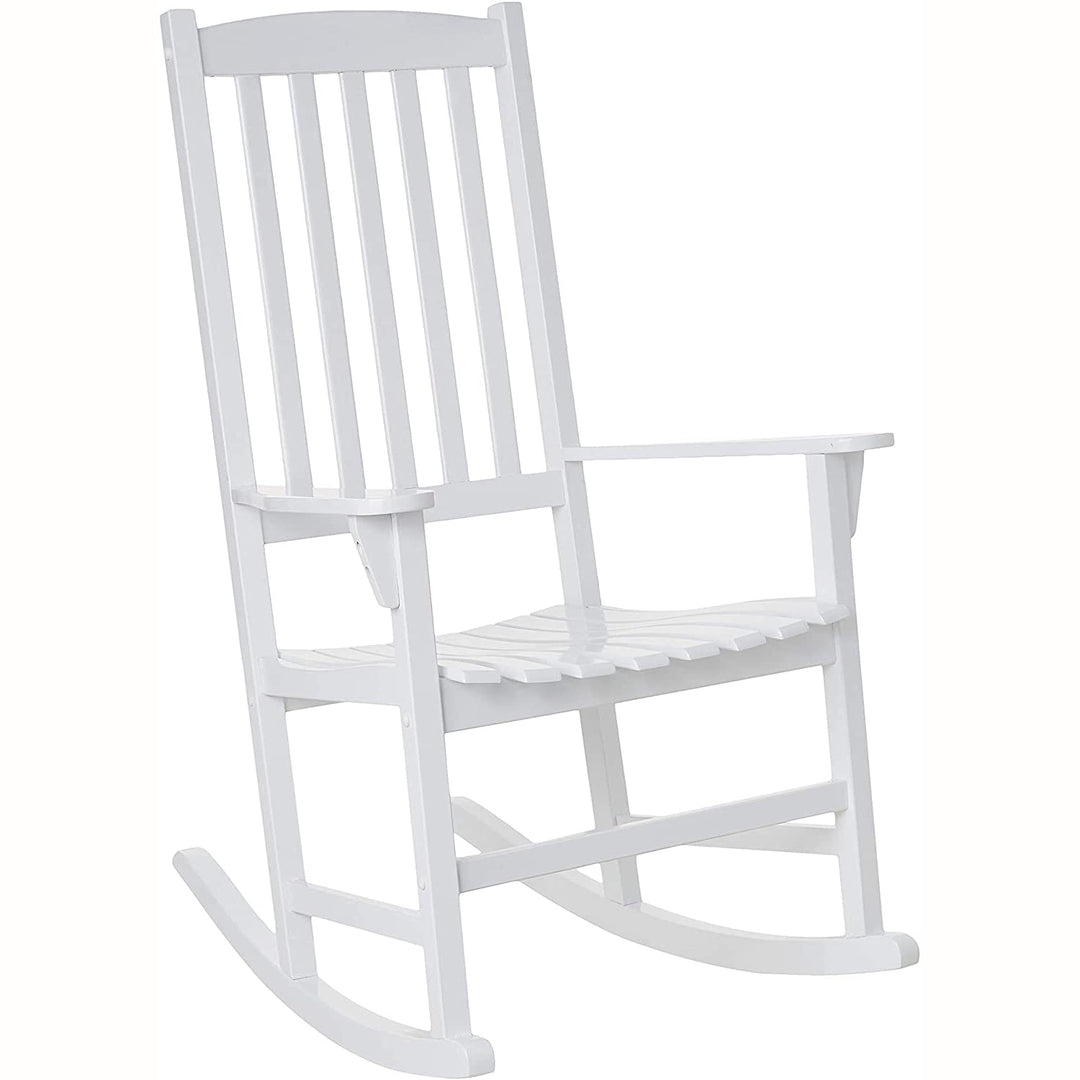 Cambridge Casual Bentley High Back Wooden Front Porch Rocking Chair for White