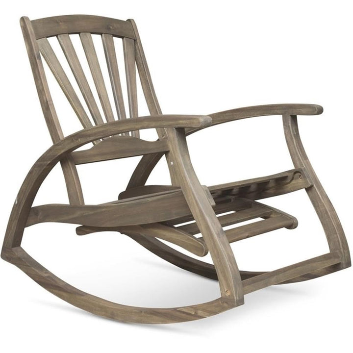 Christopher Knight Home Alva Outdoor Acacia Wood Rocking Chair with Footrest Finish