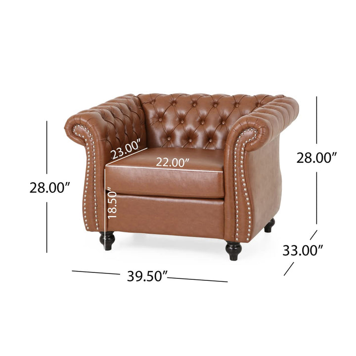 Christopher Knight Home Lucine Traditional Chesterfield Club Chair Cognac