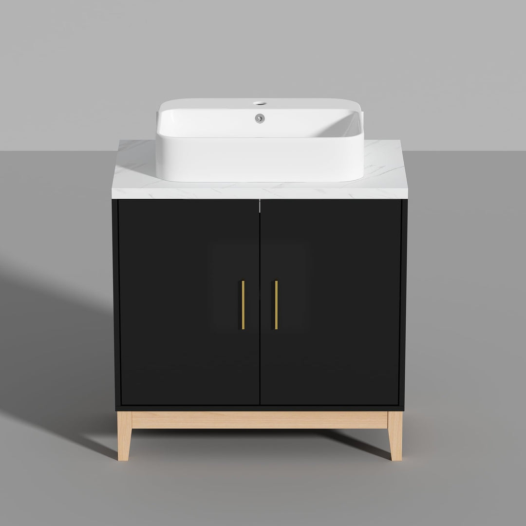 Lacquer Finish Single Vanity for Stylish Bathrooms Bathroom Black White French