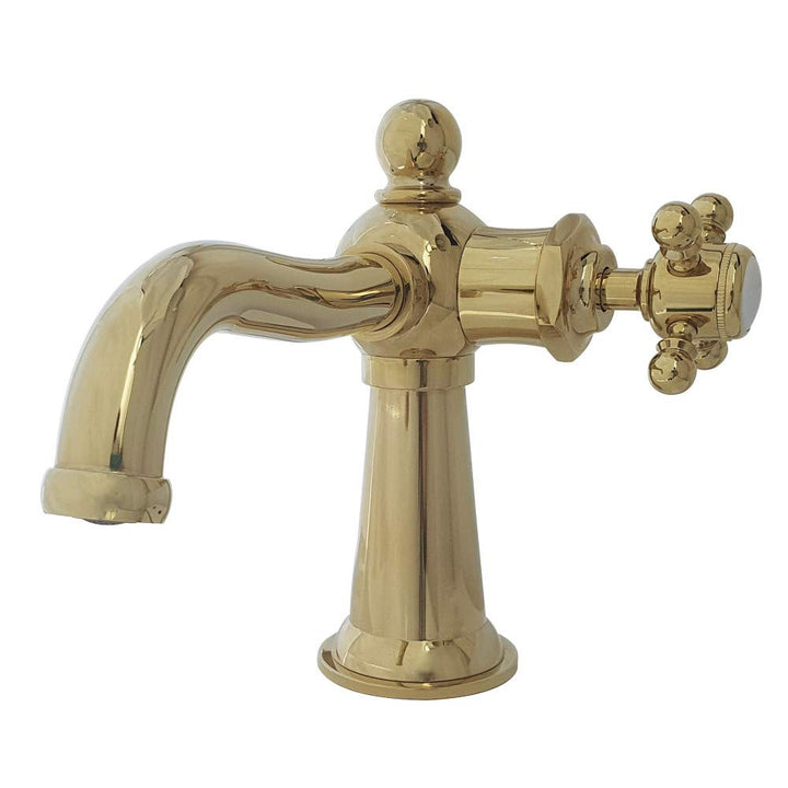 Kingston Brass KS154BXPB Nautical Single-Handle Bathroom Faucet with Push Pop-Up Polished Brass