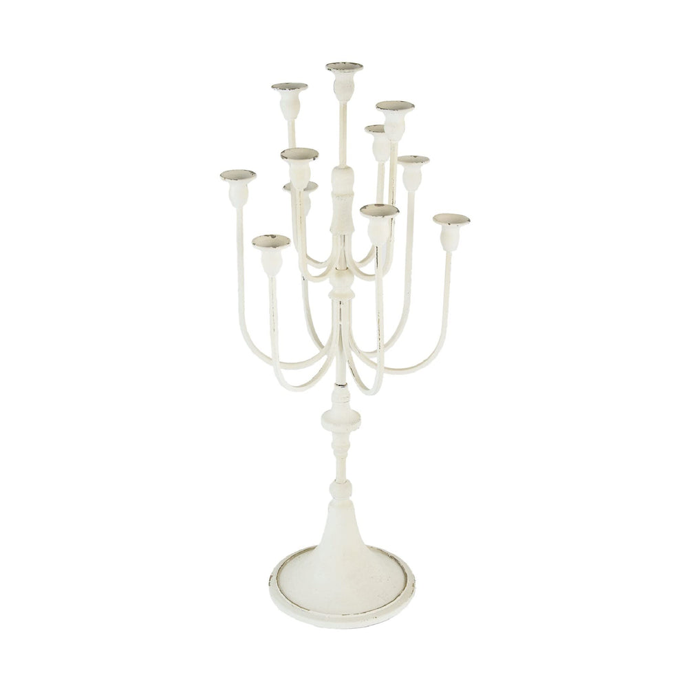 11-Light Candelabra Distressed White Transitional Iron - Diamond Home USA