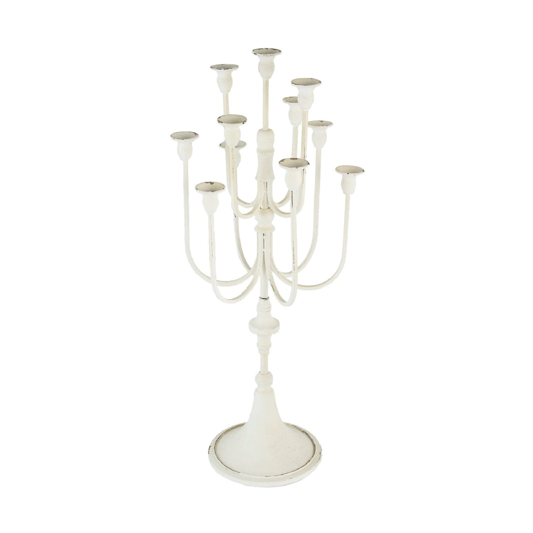 11-Light Candelabra Distressed White Transitional Iron - Diamond Home USA