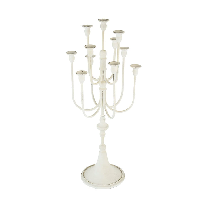 11-Light Candelabra Distressed White Transitional Iron - Diamond Home USA