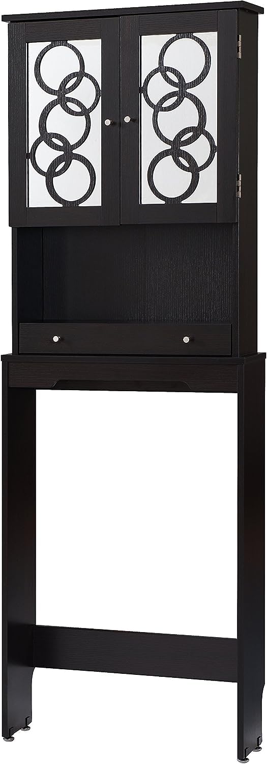 Furniture of America Orellis Modern One Drawer Mirrored Glass Panels Toilet Cappuccino