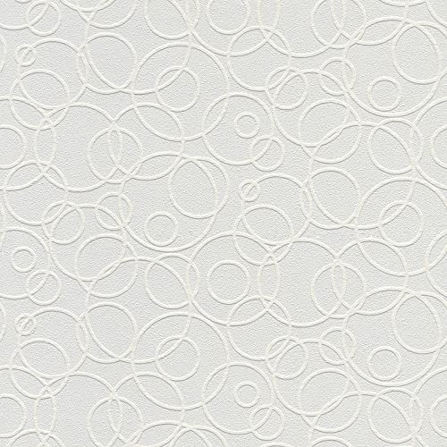 White Circles Paintable Wallpaper X 20.9in Geometric Vinyl