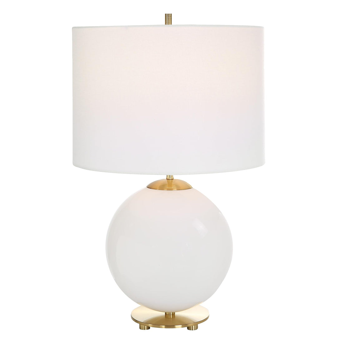 Matte White Steel 1-Light Table Lamp 24h Shade 10h X 14 Dia in. Modern