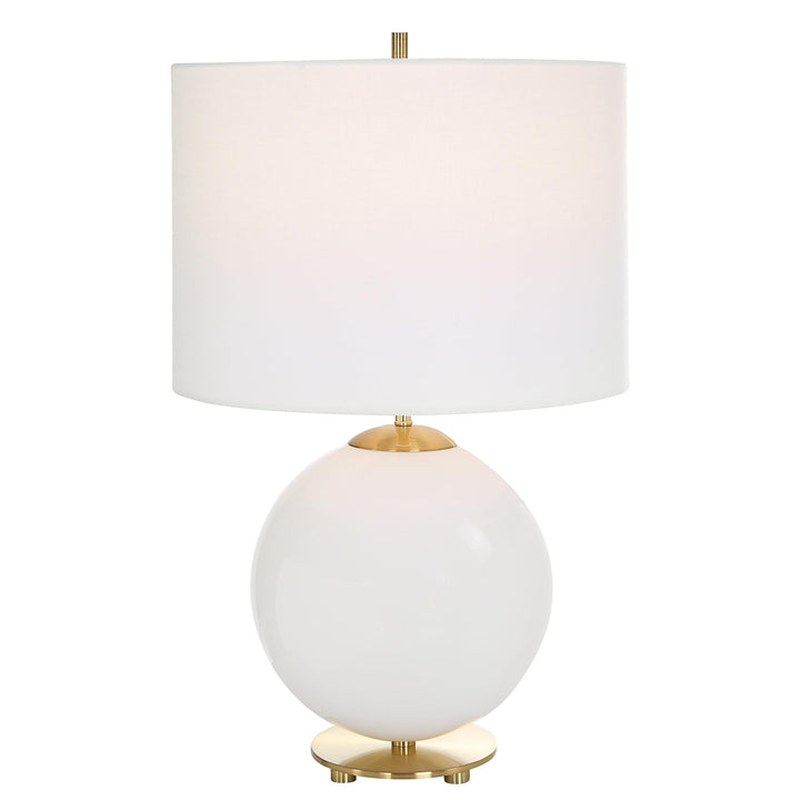 Matte White Steel 1-Light Table Lamp 24h Shade 10h X 14 Dia in. Modern