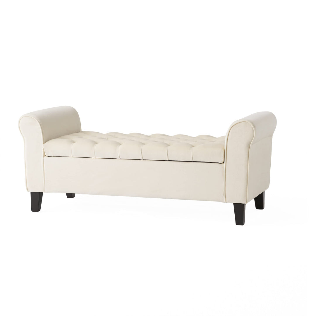 Christopher Knight Home Keiko Velvet Armed Storage Bench Ivory